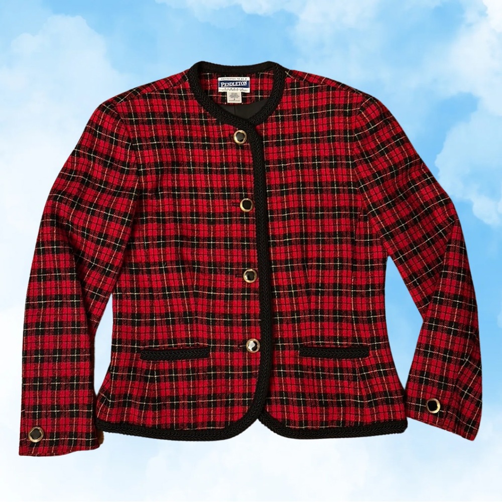 Vintage 90s Pendleton Plaid Wool Jacket Size 6